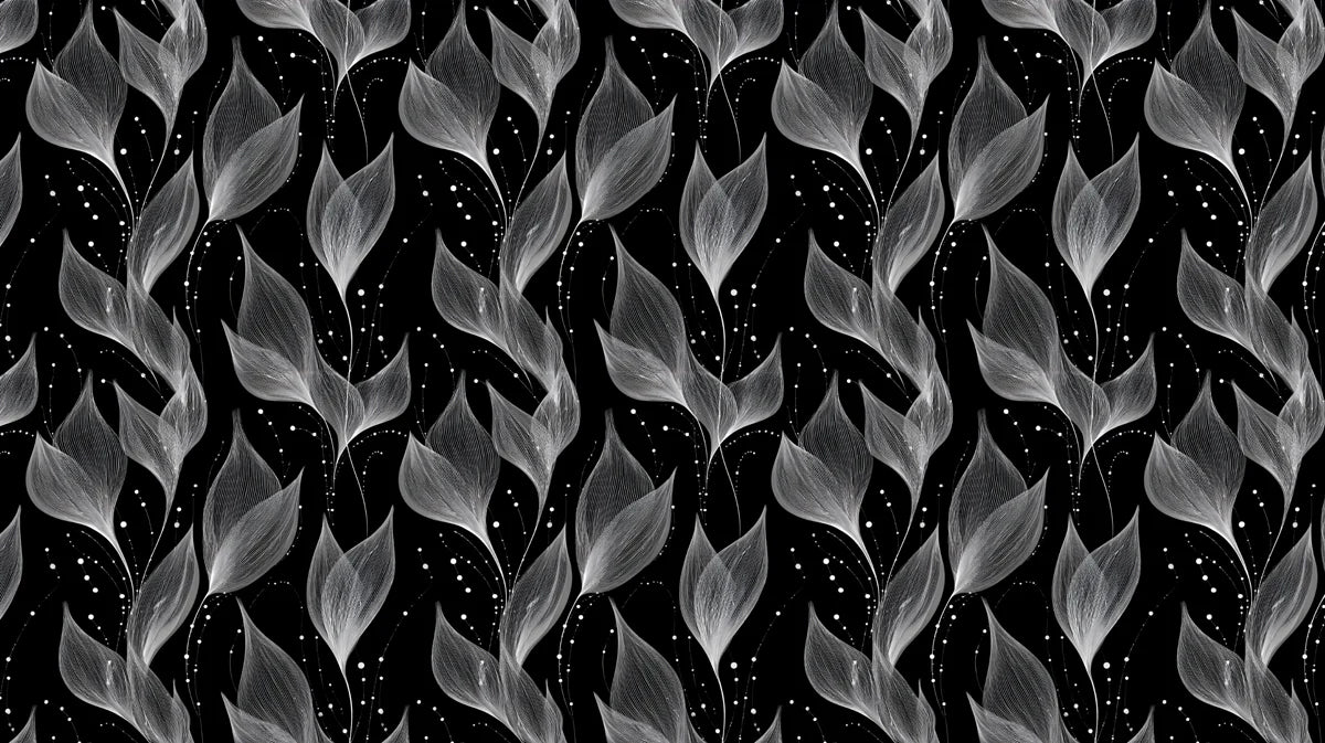 Monochrome Sheer Botanical Mural Wallpaper — Elegant Floral Flow Mural Wallpaper - room preview 04