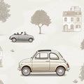 Vintage European City Car Mural Wallpaper — Sketch Scenic Design Mural Wallpaper - room preview 04