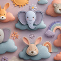 3D Animal Cloud Mural Wallpaper — Soft Pastel Whimsical Decor Mural Wallpaper - room preview 04