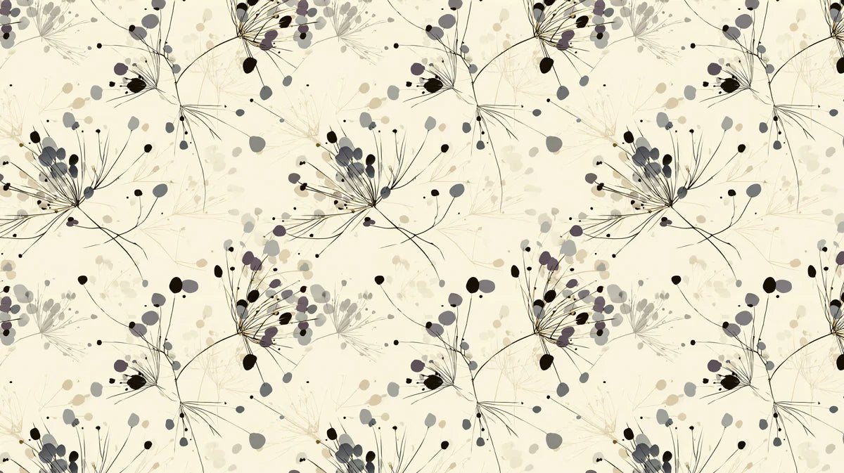 Abstract Dandelion Seed Mural Wallpaper — Modern Ink Sketch Mural Wallpaper - room preview 04