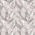 Stippled Botanical Mural Wallpaper — Soft Taupe and Charcoal Mural Wallpaper - room preview 04