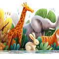 Safari Friends Rain Mural Wallpaper — Whimsical Jungle Illustration Mural Wallpaper - room preview 04