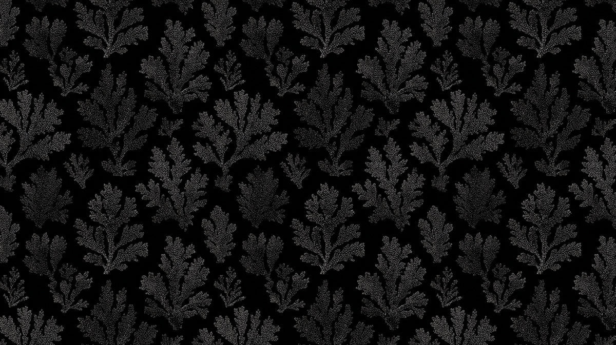 Stippled Coral Damask Mural Wallpaper — Gothic Black and Charcoal Mural Wallpaper - room preview 04