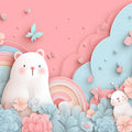 Paper-Cut Garden Bear and Bunny Mural — Whimsical Kids Wall Art Mural Wallpaper - room preview 04