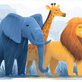 Safari Friends in the Rain Mural Wallpaper — Whimsical Illustration Mural Wallpaper - room preview 04