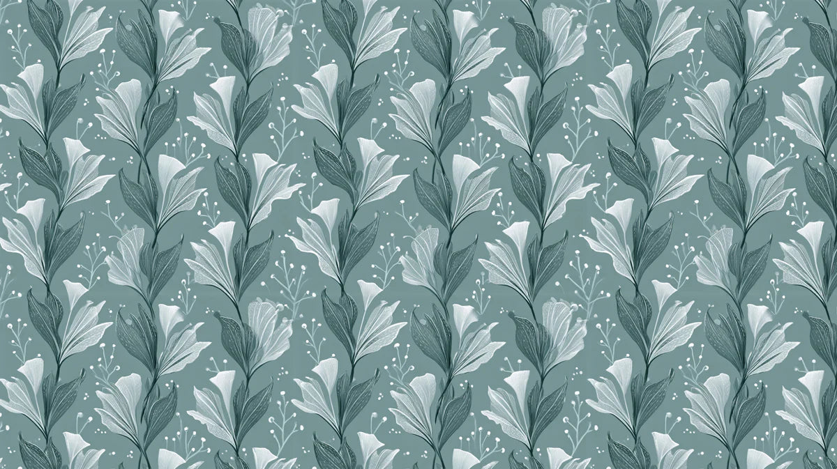 Ethereal Teal Floral Vine Mural Wallpaper — Modern Botanical Mural Wallpaper - room preview 04