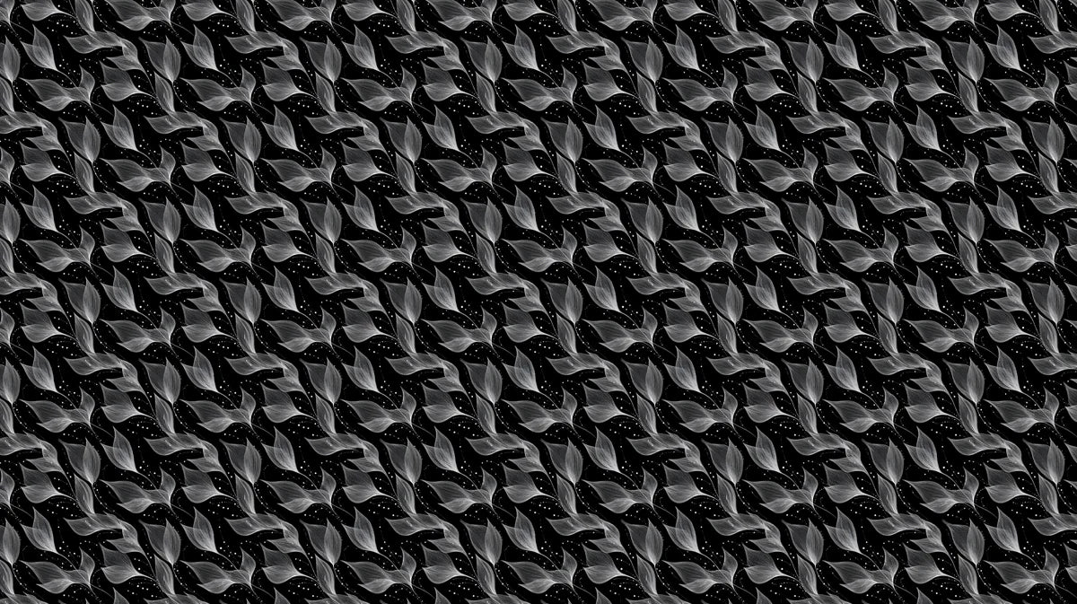 Sheer Leaf Diagonal Mural Wallpaper — Monochrome Botanical Art Mural Wallpaper - room preview 04