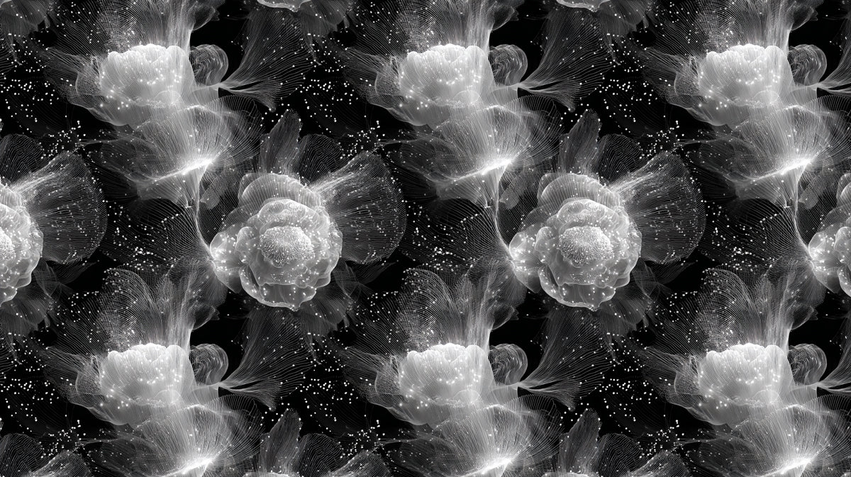 Fiber Optic Floral Mural Wallpaper — High-Contrast Modern Art Mural Wallpaper - room preview 04