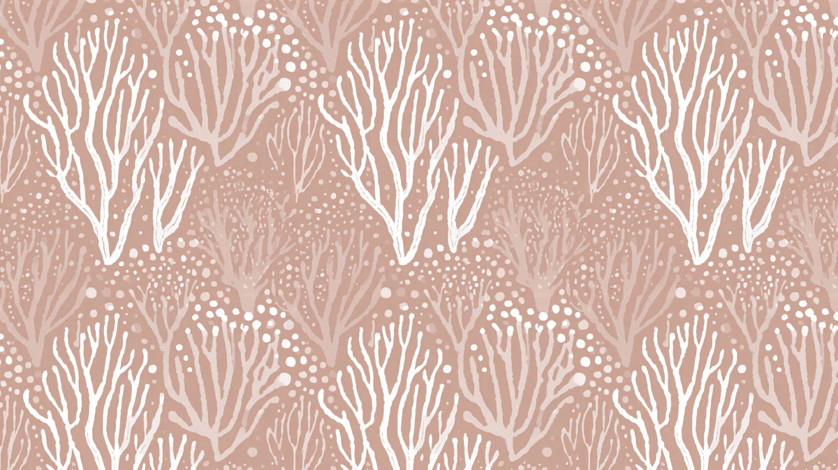 Coastal Coral Mural Wallpaper — Soft Dusty Rose Organic Pattern Mural Wallpaper - room preview 04