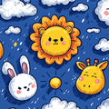 Safari Night Sky Animal Mural Wallpaper — Hand-Drawn Whimsy Mural Wallpaper - room preview 04