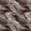 Wavy Leaf Botanical Mural Wallpaper — Mocha and Glimmering Gold Mural Wallpaper - room preview 04