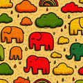 Playful Elephant Rain Mural Wallpaper — Vibrant Pop Art Pattern Mural Wallpaper - room preview 04