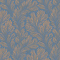 Feathered Leaf Mural Wallpaper — Dusty Blue and Ochre Gold Mural Wallpaper - room preview 04