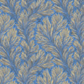 Feathered Leaf Mural Wallpaper — Elegant Painterly Blue and Gold Mural Wallpaper - room preview 04