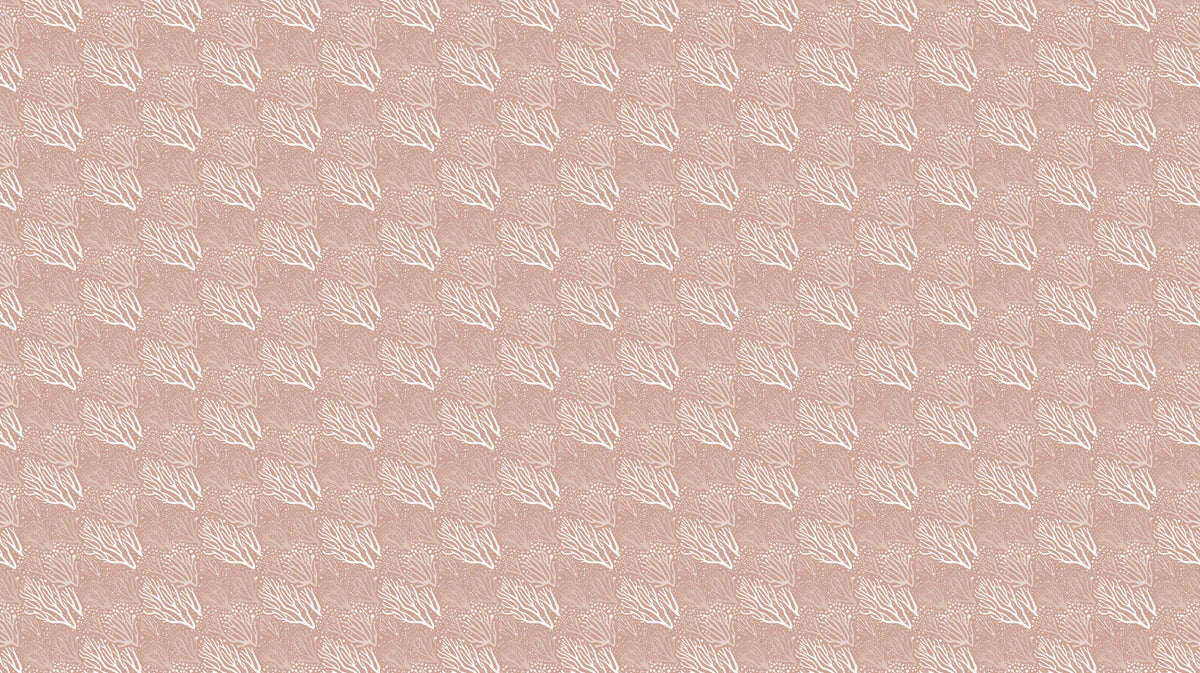 Stylized Coral Reef Mural Wallpaper — Dusty Rose and White Mural Wallpaper - room preview 04