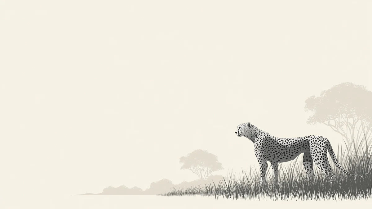 Minimalist Cheetah Savanna Mural Wallpaper — Modern Safari Style Mural Wallpaper - room preview 04