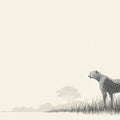 Minimalist Cheetah Savanna Mural Wallpaper — Modern Safari Style Mural Wallpaper - room preview 04