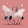 Dancing Cranes Mural Wallpaper — Minimalist Avian Wall Art Mural Wallpaper - room preview 04