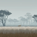 Misty Savanna Cheetah Mural Wallpaper — Atmospheric Landscape Mural Wallpaper - room preview 04
