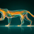 Neon Jaguar Energy Mural Wallpaper — Abstract Electric Animal Art Mural Wallpaper - room preview 04