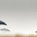 Minimalist Cheetah Savanna Mural Wallpaper — Muted Horizon Design Mural Wallpaper - room preview 04