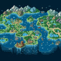 Isometric Pixel Island Map Mural Wallpaper — Retro Fantasy Art Mural Wallpaper - room preview 04