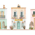 Charming European Storefronts Mural Wallpaper — Whimsical Townhouse Art Mural Wallpaper - room preview 04
