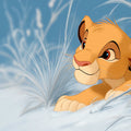 Lion Cub in Snowy Grass Mural Wallpaper — Cinematic Animation Style Mural Wallpaper - room preview 04