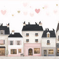 French Boutique Row Mural Wallpaper — Playful Parisian Street Scene Mural Wallpaper - room preview 04