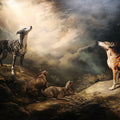 Greyhound Hunting Scene Mural Wallpaper — Dramatic Baroque Oil Painting Mural Wallpaper - room preview 04