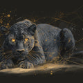 Black Panther Sketch Mural Wallpaper — Bold Gold and Charcoal Mural Wallpaper - room preview 04