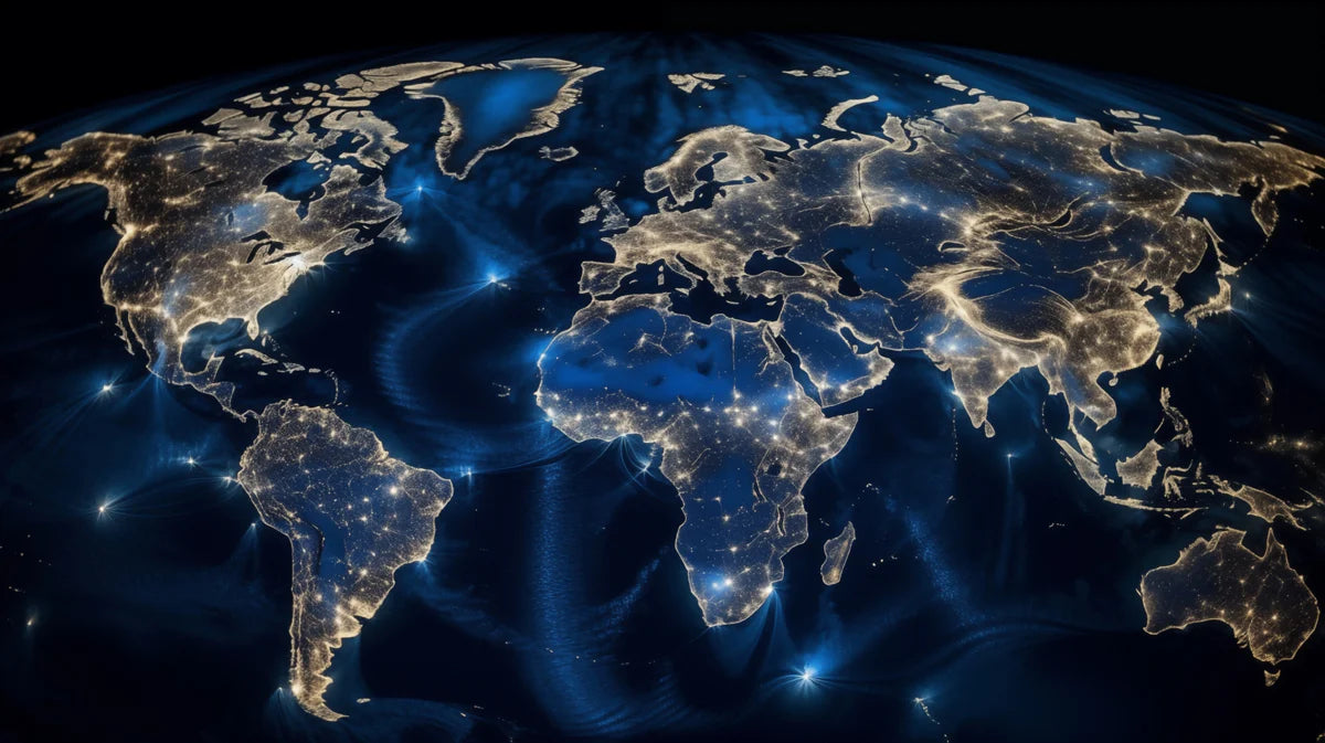 Global Night Lights Map Mural Wallpaper — Spherical Earth Design Mural Wallpaper - room preview 04