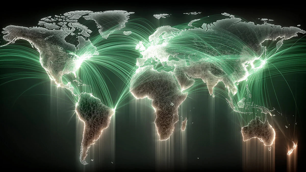 Global Data Network Mural Wallpaper — Modern Tech Aesthetic Mural Wallpaper - room preview 04