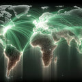 Global Data Network Mural Wallpaper — Modern Tech Aesthetic Mural Wallpaper - room preview 04