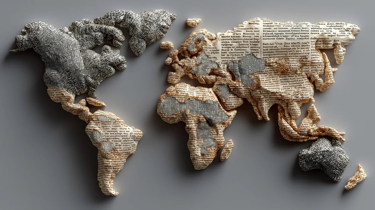 Sculpted Paper World Map Mural Wallpaper — Artistic Cartography Mural Wallpaper - room preview 04