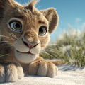 Lion Cub Close-Up Mural Wallpaper — Realistic Safari Wildlife Mural Wallpaper - room preview 04