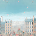 Parisian Morning Cityscape Mural Wallpaper — Whimsical Pastel View Mural Wallpaper - room preview 04