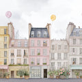 Watercolor Townscape Mural Wallpaper — Whimsical European Street Art Mural Wallpaper - room preview 04