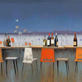 Coastal Bistro Floral Mural Wallpaper — Painterly Skyline View Mural Wallpaper - room preview 04