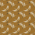 Flying Cranes Mural Wallpaper — Ochre and Cream Traditional Pattern Mural Wallpaper - room preview 04