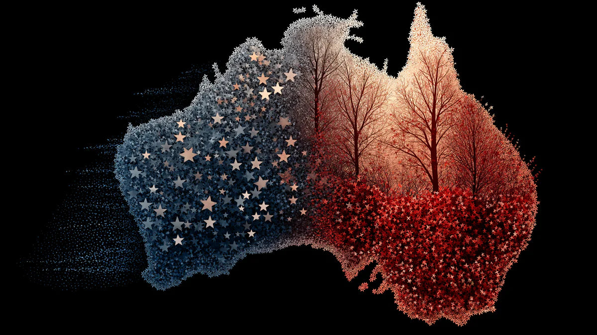 Australia Continental Fire and Ice Mural Wallpaper — Graphic Design Mural Wallpaper - room preview 04
