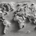 Textured Newsprint World Map Mural Wallpaper — Monochrome Relief Art Mural Wallpaper - room preview 04