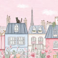 Parisian Rooftop Cityscape Mural Wallpaper —Whimsical Sketch Style Mural Wallpaper - room preview 04