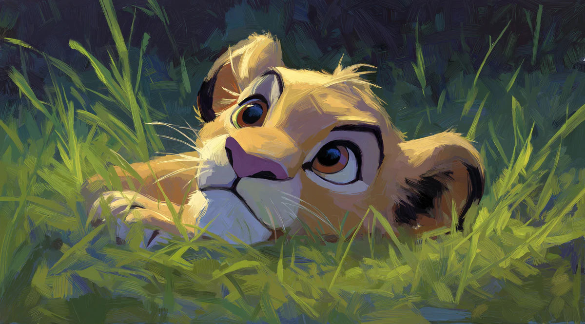 Lion Cub Oil Painting Mural Wallpaper — Expressive Wildlife Art Mural Wallpaper - room preview 04