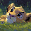 Lion Cub Oil Painting Mural Wallpaper — Expressive Wildlife Art Mural Wallpaper - room preview 04