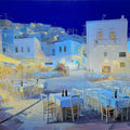 Aegean Night Village Mural Wallpaper — Impressionistic Island Scene Mural Wallpaper - room preview 04