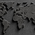 Textured Relief World Map Mural Wallpaper — Industrial Monochrome Mural Wallpaper - room preview 04