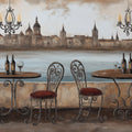 European Riverside Terrace Mural Wallpaper — Vintage Oil Painting Mural Wallpaper - room preview 04