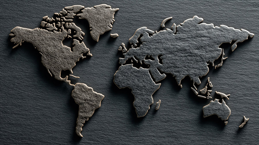 World Map Wallpaper Mural – Map Wall Mural – Chiseled World Map — Rustic Stone Texture printable artwork