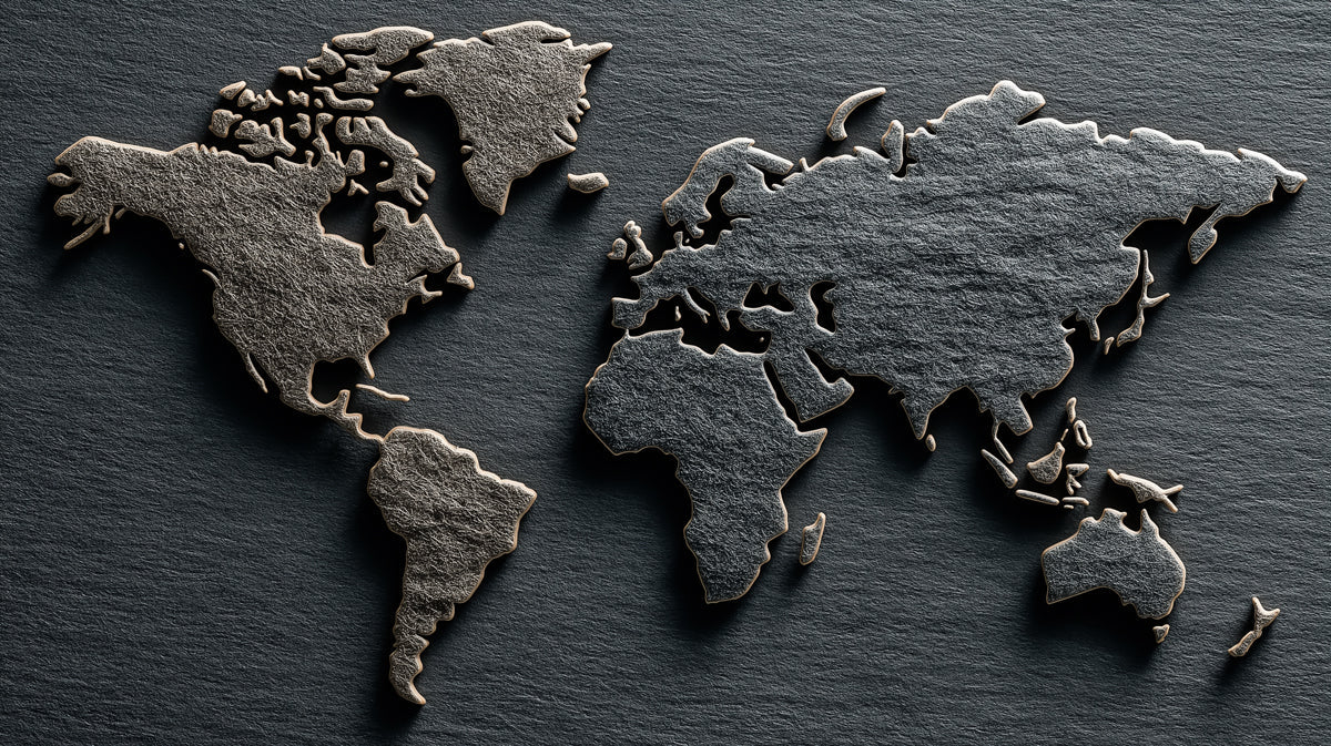 Chiseled World Map Mural Wallpaper — Rustic Stone Texture Mural Wallpaper - room preview 04
